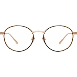 Linda Farrow - 748 C1 Oval Optical Frames - Yellow Gold and Black - Linda Farrow Eyewear - Avvenice