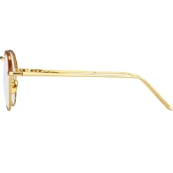 Linda Farrow - 502 C1 Oval Optical Frames - Yellow Gold and Tortoiseshell - Linda Farrow Eyewear - Avvenice