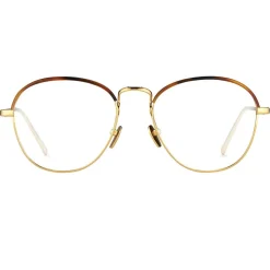 Linda Farrow - 502 C1 Oval Optical Frames - Yellow Gold and Tortoiseshell - Linda Farrow Eyewear - Avvenice