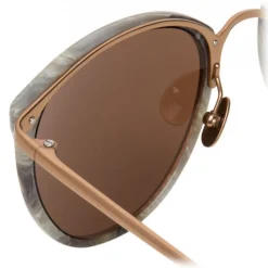Linda Farrow - 251 C52 Oval Sunglasses - Marble - Linda Farrow Eyewear - Avvenice