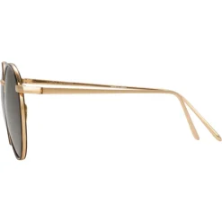 Linda Farrow - 704 C4 Oval Sunglasses - Yellow Gold and Tortoiseshell - Linda Farrow Eyewear - Avvenice