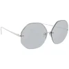 Linda Farrow - 567 C2 Oversized Sunglasses - White Gold - Linda Farrow Eyewear - Avvenice