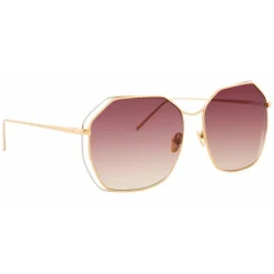 Linda Farrow - 350 C15 Oversized Sunglasses - White & Yellow Gold - Linda Farrow Eyewear - Avvenice