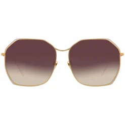 Linda Farrow - 350 C15 Oversized Sunglasses - White & Yellow Gold - Linda Farrow Eyewear - Avvenice