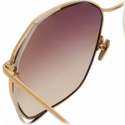 Linda Farrow - 350 C15 Oversized Sunglasses - White & Yellow Gold - Linda Farrow Eyewear - Avvenice