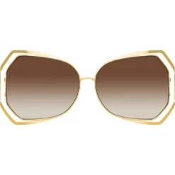 Linda Farrow - 695 C4 Oversized Sunglasses - Yellow Gold - Linda Farrow Eyewear - Avvenice