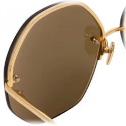 Linda Farrow - 567 C1 Oversized Sunglasses - Gold - Linda Farrow Eyewear - Avvenice