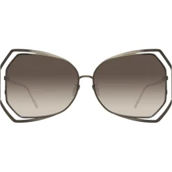 Linda Farrow - 695 C7 Oversized Sunglasses - Nickel - Linda Farrow Eyewear - Avvenice