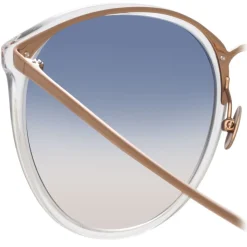 Linda Farrow - 747 C16 Oversized Sunglasses - Clear Gold - Linda Farrow Eyewear - Avvenice