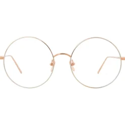 Linda Farrow - 647 C9 Round Optical Frames - Rose Gold with White Gold Rim - Linda Farrow Eyewear - Avvenice