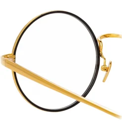 Linda Farrow - 749 C1 Round Optical Frames - Yellow Gold and Black - Linda Farrow Eyewear - Avvenice