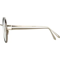 Linda Farrow - 749 C3 Round Optical Frames - White Gold and Black - Linda Farrow Eyewear - Avvenice