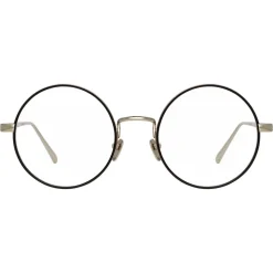 Linda Farrow - 749 C3 Round Optical Frames - White Gold and Black - Linda Farrow Eyewear - Avvenice
