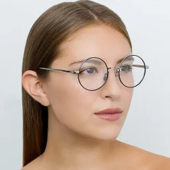 Linda Farrow - 749 C3 Round Optical Frames - White Gold and Black - Linda Farrow Eyewear - Avvenice