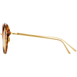 Linda Farrow - 801 C10 Round Optical Frames - Optical Lens in Tortoise Frame - Linda Farrow Eyewear - Avvenice