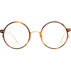 Linda Farrow - 801 C10 Round Optical Frames - Optical Lens in Tortoise Frame - Linda Farrow Eyewear - Avvenice