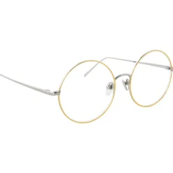 Linda Farrow - 647 C8 Round Optical Frames - White Gold with Yellow Gold Rim - Linda Farrow Eyewear - Avvenice