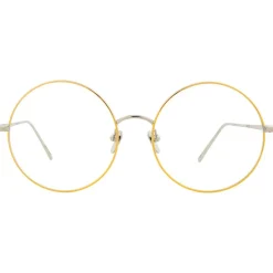 Linda Farrow - 647 C8 Round Optical Frames - White Gold with Yellow Gold Rim - Linda Farrow Eyewear - Avvenice
