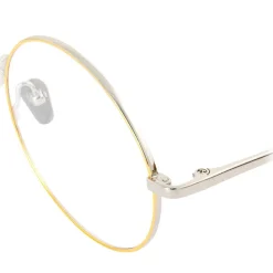 Linda Farrow - 647 C8 Round Optical Frames - White Gold with Yellow Gold Rim - Linda Farrow Eyewear - Avvenice