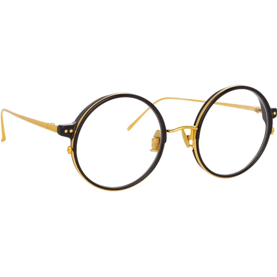 Linda Farrow - 801 C9 Round Optical Frames - Optical Lens in Black Frame - Linda Farrow Eyewear - Avvenice