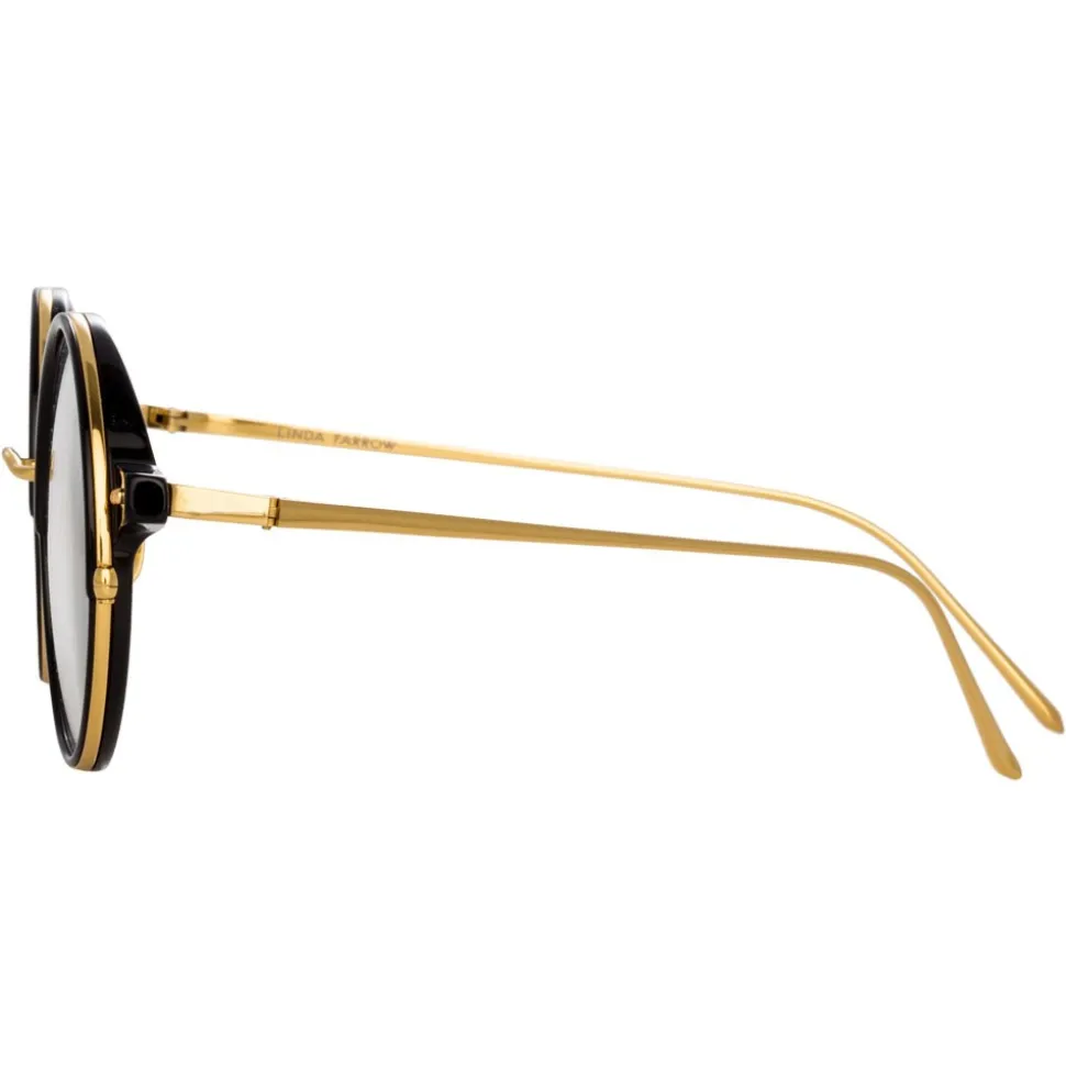 Linda Farrow - 801 C9 Round Optical Frames - Optical Lens in Black Frame - Linda Farrow Eyewear - Avvenice