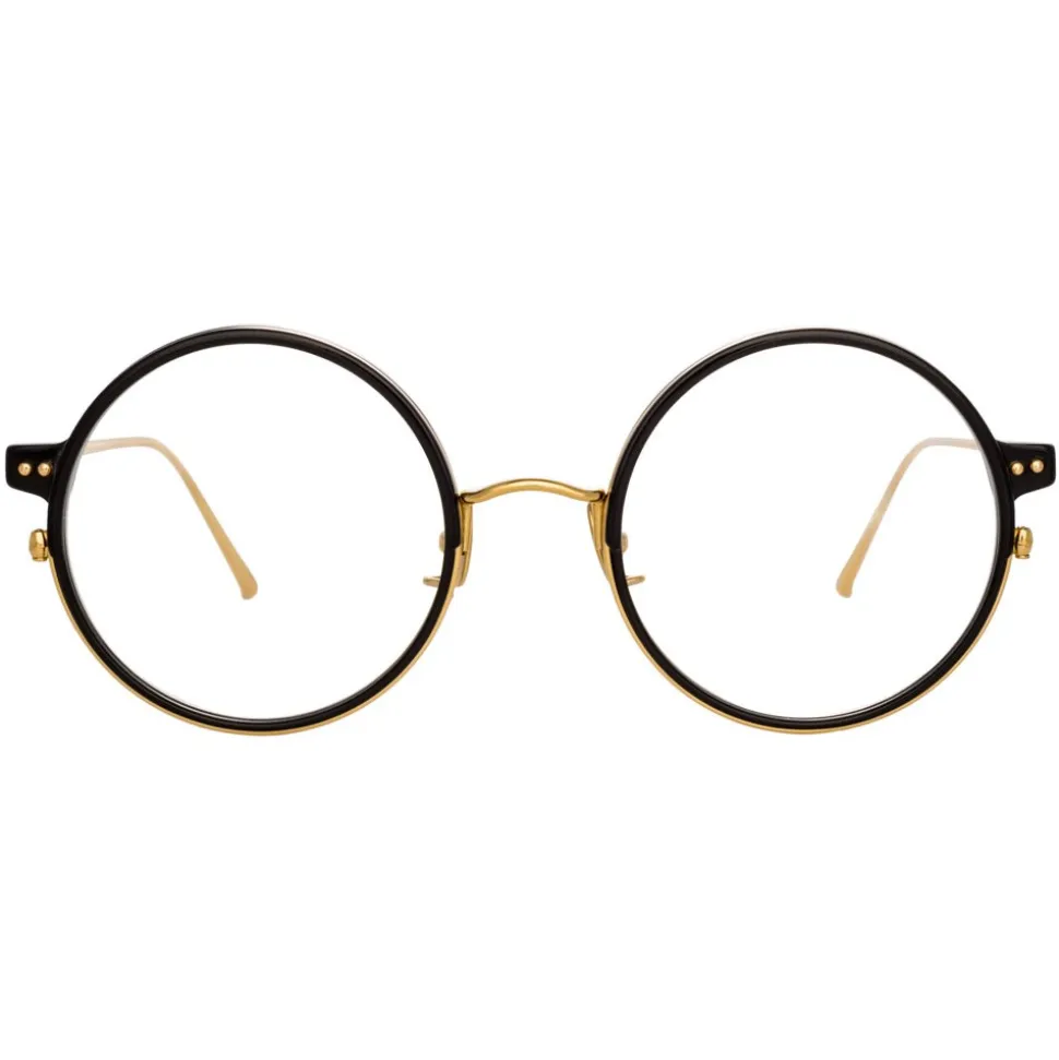 Linda Farrow - 801 C9 Round Optical Frames - Optical Lens in Black Frame - Linda Farrow Eyewear - Avvenice