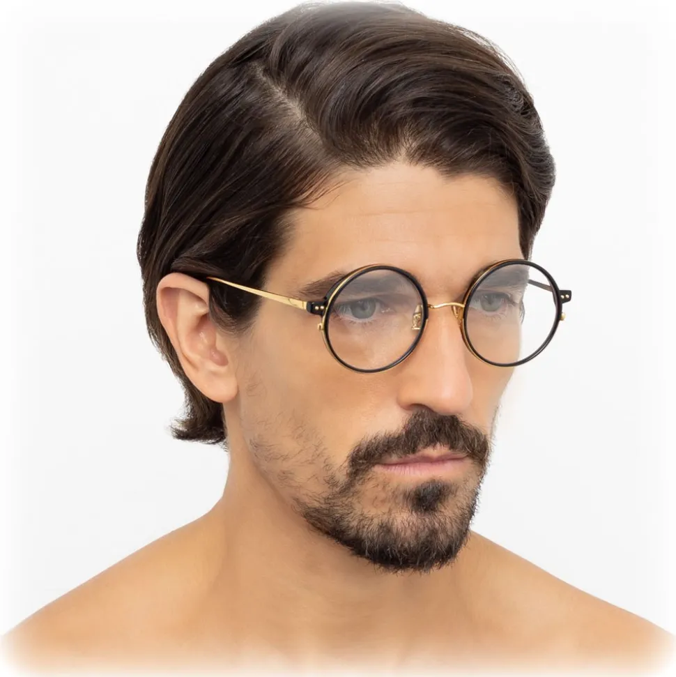 Linda Farrow - 801 C9 Round Optical Frames - Optical Lens in Black Frame - Linda Farrow Eyewear - Avvenice