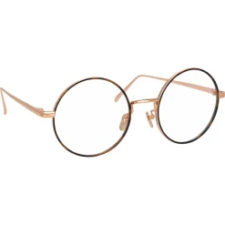 Linda Farrow - 749 C4 Round Optical Frames - Rose Gold and Turtle - Linda Farrow Eyewear - Avvenice