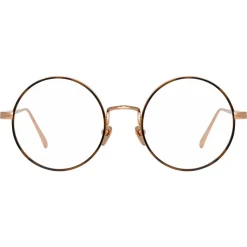 Linda Farrow - 749 C4 Round Optical Frames - Rose Gold and Turtle - Linda Farrow Eyewear - Avvenice