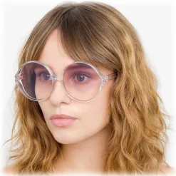 Linda Farrow - 657 C12 Round Sunglasses - Clear - Linda Farrow Eyewear - Avvenice