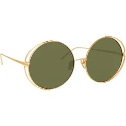 Linda Farrow - 816 C4 Round Sunglasses - Yellow Gold - Linda Farrow Eyewear - Avvenice