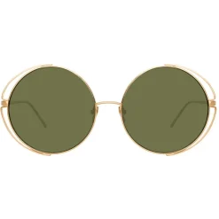 Linda Farrow - 816 C4 Round Sunglasses - Yellow Gold - Linda Farrow Eyewear - Avvenice