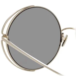 Linda Farrow - 816 C2 Round Sunglasses - White Gold - Linda Farrow Eyewear - Avvenice