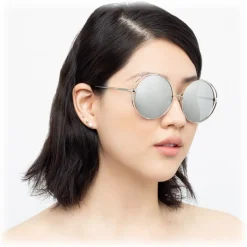 Linda Farrow - 816 C2 Round Sunglasses - White Gold - Linda Farrow Eyewear - Avvenice