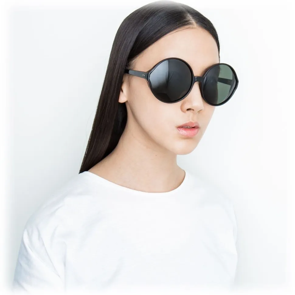 Linda Farrow - 657 C1 Round Sunglasses - Full Black - Linda Farrow Eyewear - Avvenice