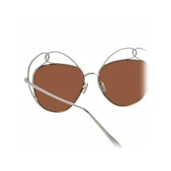 Linda Farrow - 853 C2 Round Sunglasses - White Gold - Linda Farrow Eyewear - Avvenice