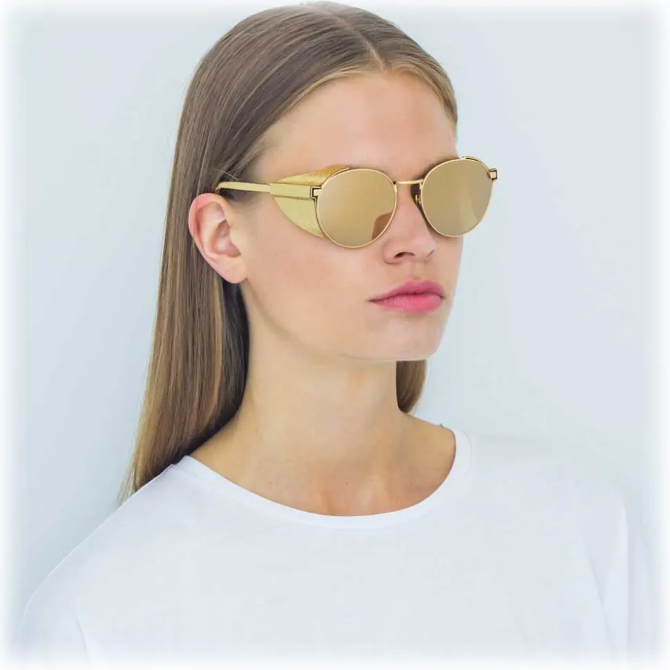 Linda Farrow - 300 C8 Round Sunglasses - Yellow Gold - Linda Farrow Eyewear - Avvenice