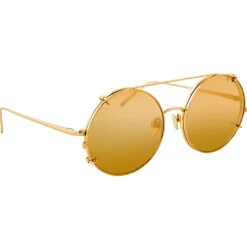 Linda Farrow - 647 C1 Round Sunglasses - Yellow Gold - Linda Farrow Eyewear - Avvenice