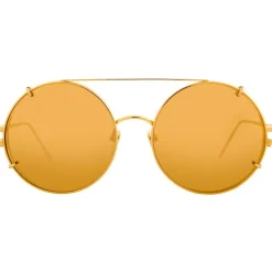 Linda Farrow - 647 C1 Round Sunglasses - Yellow Gold - Linda Farrow Eyewear - Avvenice