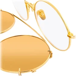 Linda Farrow - 647 C1 Round Sunglasses - Yellow Gold - Linda Farrow Eyewear - Avvenice