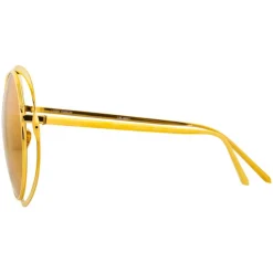 Linda Farrow - 659 C1 Round Sunglasses - Yellow Gold - Linda Farrow Eyewear - Avvenice