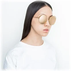 Linda Farrow - 659 C1 Round Sunglasses - Yellow Gold - Linda Farrow Eyewear - Avvenice