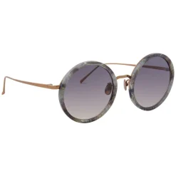 Linda Farrow - 239 C50 Round Sunglasses - Grey Marble - Linda Farrow Eyewear - Avvenice