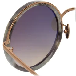 Linda Farrow - 239 C50 Round Sunglasses - Grey Marble - Linda Farrow Eyewear - Avvenice