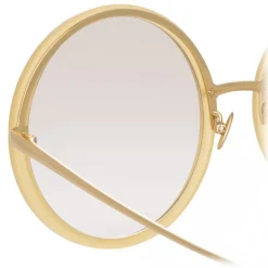 Linda Farrow - 457 C33 Round Sunglasses - Yellow Gold - Linda Farrow Eyewear - Avvenice