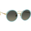 Linda Farrow - 239 C70 Round Sunglasses - Porcelaine Blu - Linda Farrow Eyewear - Avvenice