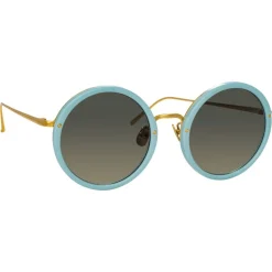 Linda Farrow - 239 C70 Round Sunglasses - Porcelaine Blu - Linda Farrow Eyewear - Avvenice
