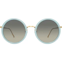 Linda Farrow - 239 C70 Round Sunglasses - Porcelaine Blu - Linda Farrow Eyewear - Avvenice