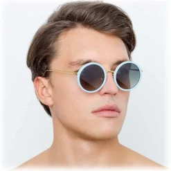 Linda Farrow - 239 C70 Round Sunglasses - Porcelaine Blu - Linda Farrow Eyewear - Avvenice