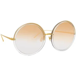 Linda Farrow - 457 C31 Round Sunglasses - Clear Gold - Linda Farrow Eyewear - Avvenice